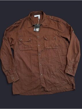 Men's RocaWear Brown Button-Up Shirt NWT